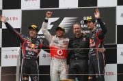Het podium na de wedstrijd te Shanghai